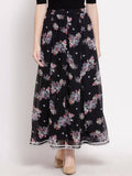 Myshka Women's Multi Georgette Na Na Printed Casual Skirt | Grab2Buy