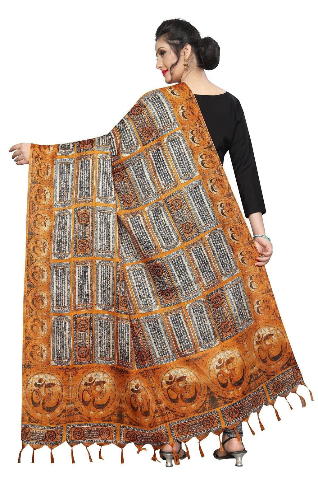Vamika Mustard Multi Printed Khadi Bhagalpuri Dupatta | Grab2Buy