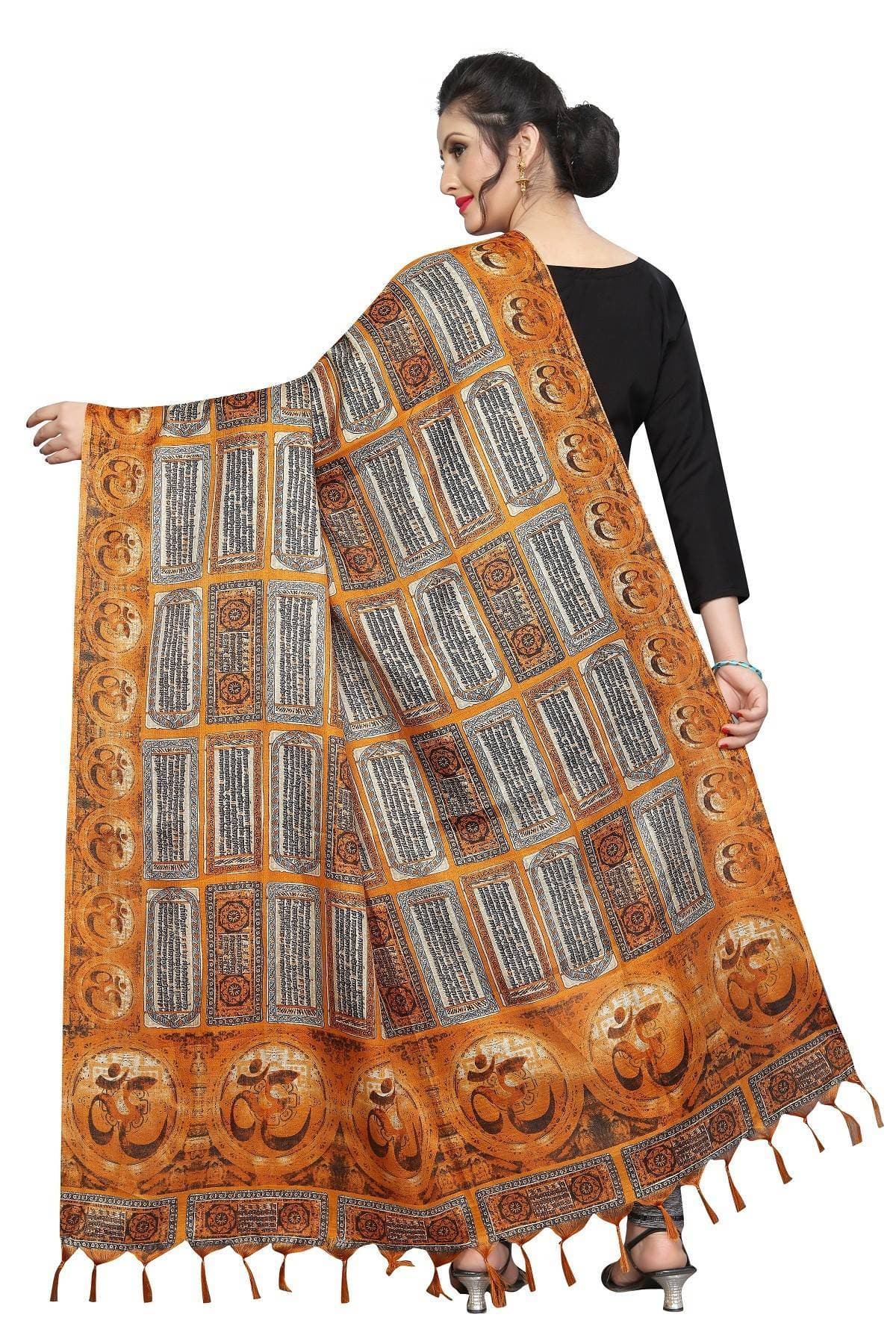 Vamika Mustard Multi Printed Khadi Bhagalpuri Dupatta | Grab2Buy