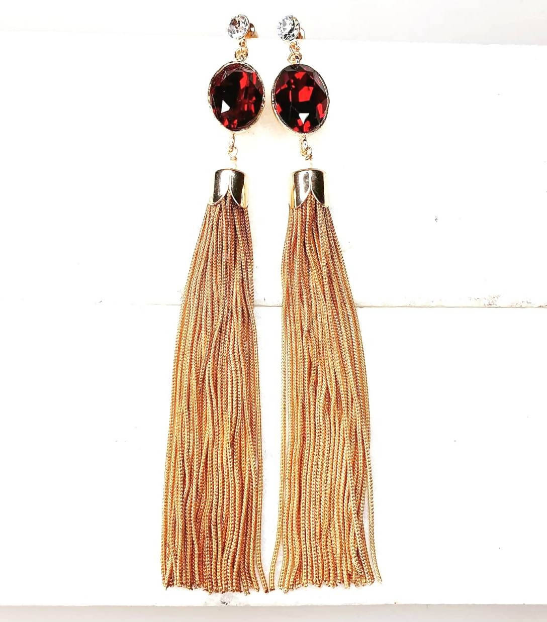 Bling Accessories Swarovski Siam Garnet Red Earrings | Grab2Buy