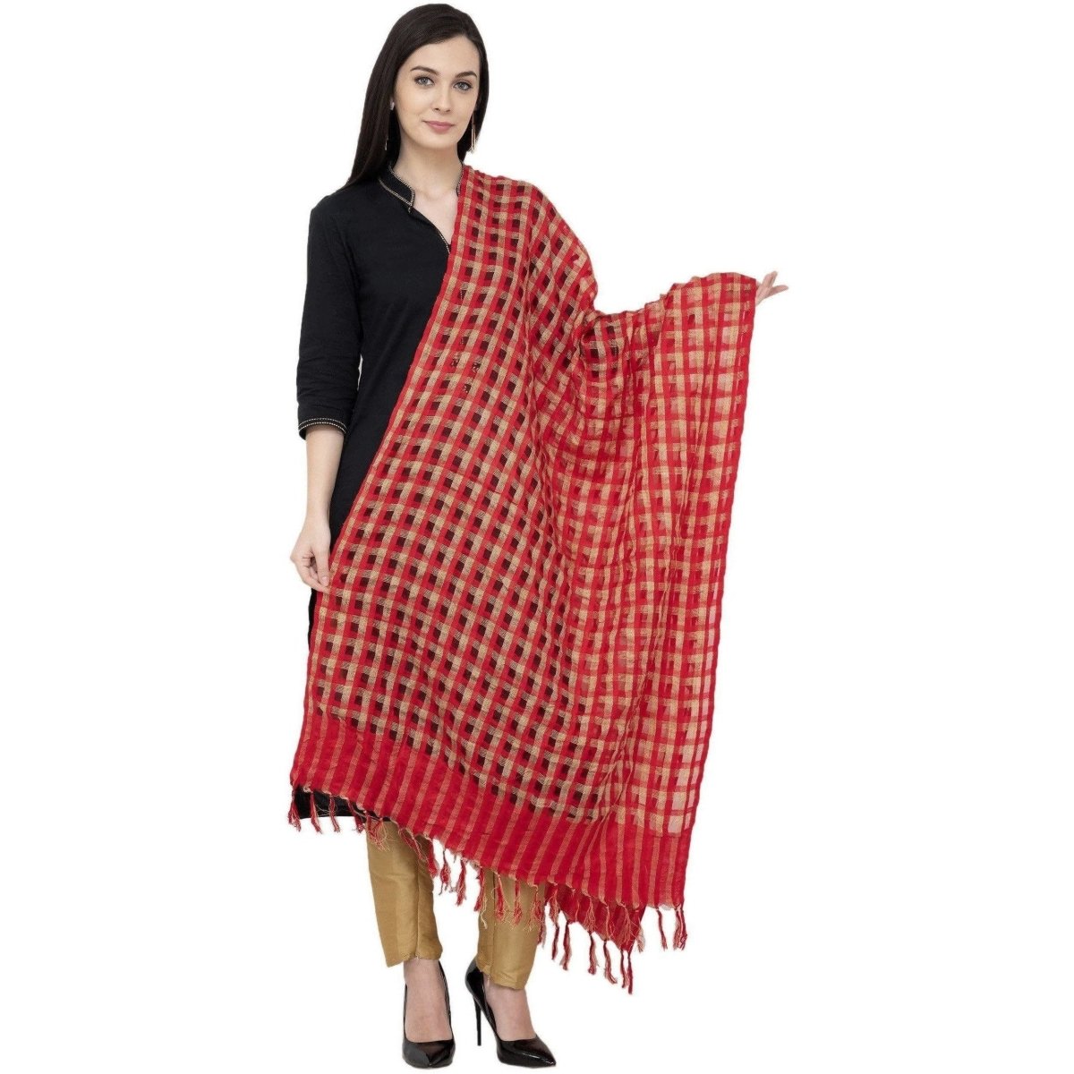 A R Silk Golder Box Regular Dupatta Color Red Dupatta or Chunni | Grab2Buy