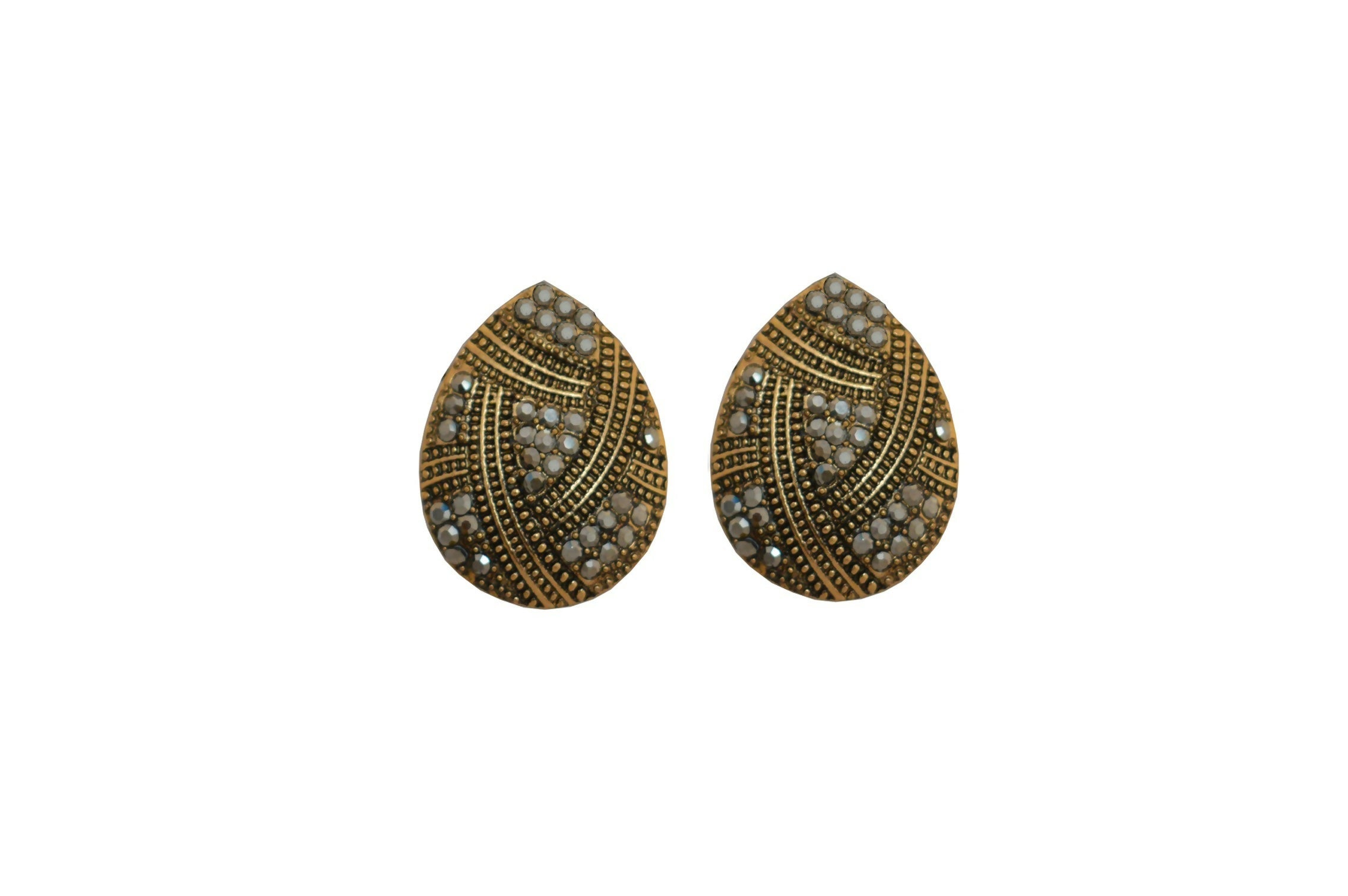 Joban Fashion Women Brass Golden Black Ad Earrings | Grab2Buy