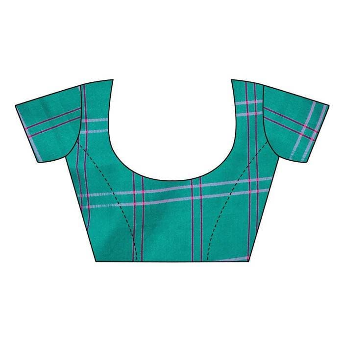 Vamika Rama Cotton Silk Weaving Saree (Rimi Checks Rama) | Grab2Buy
