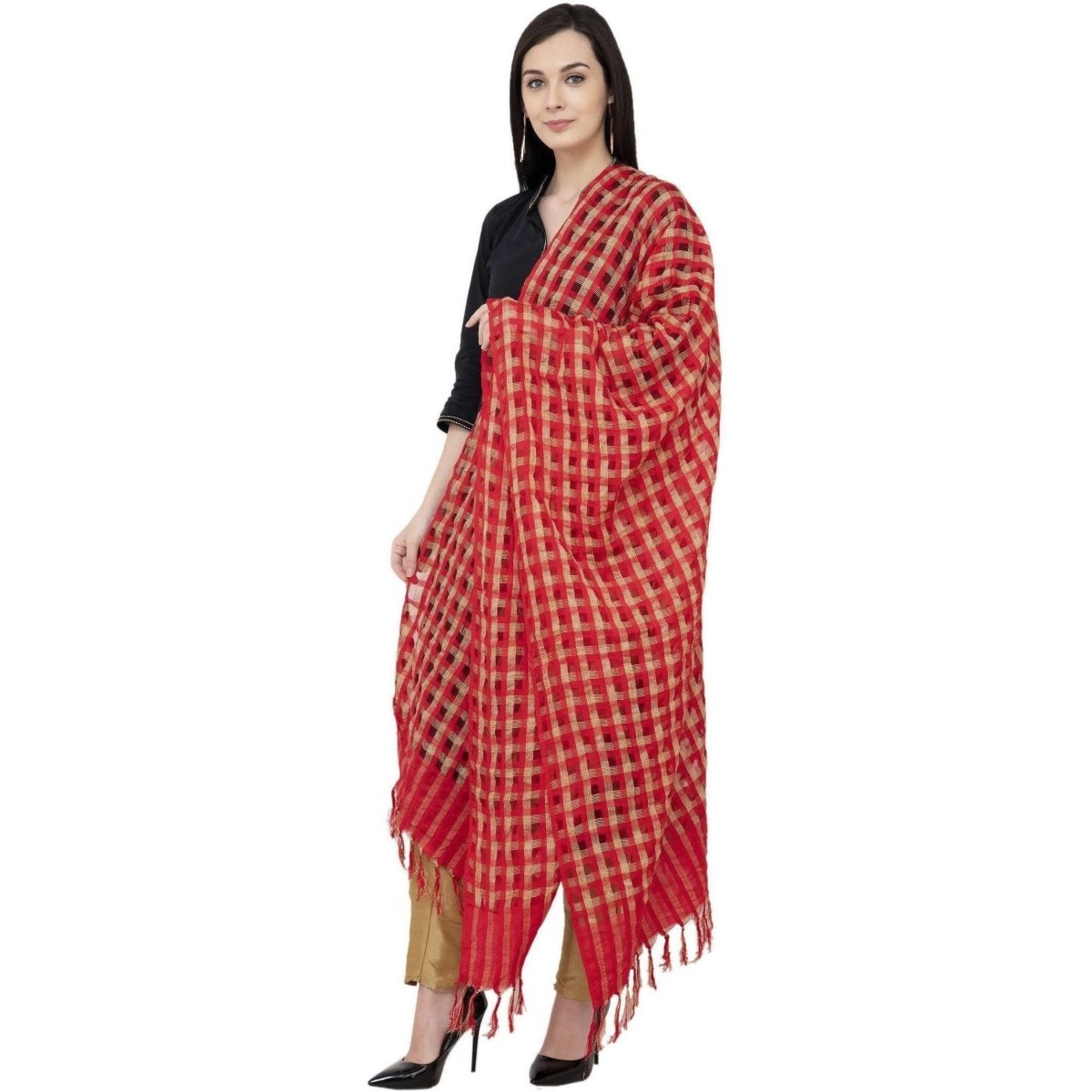 A R Silk Golder Box Regular Dupatta Color Red Dupatta or Chunni | Grab2Buy