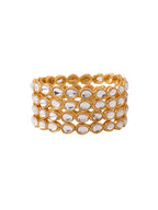 NVR Women's Set of 4 Gold-Polished Kundan Studded Traditional Bangles | Grab2Buy