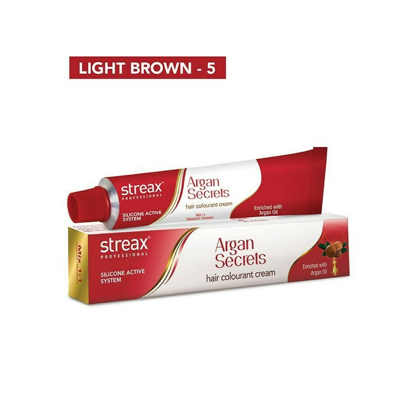 Streax Professional Argan Secrets Hair Colourant Cream - Light Brown 5 | Grab2Buy