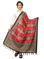 Vamika Latest Traditional Red Printed Khadi Bhagalpuri Dupatta | Grab2Buy