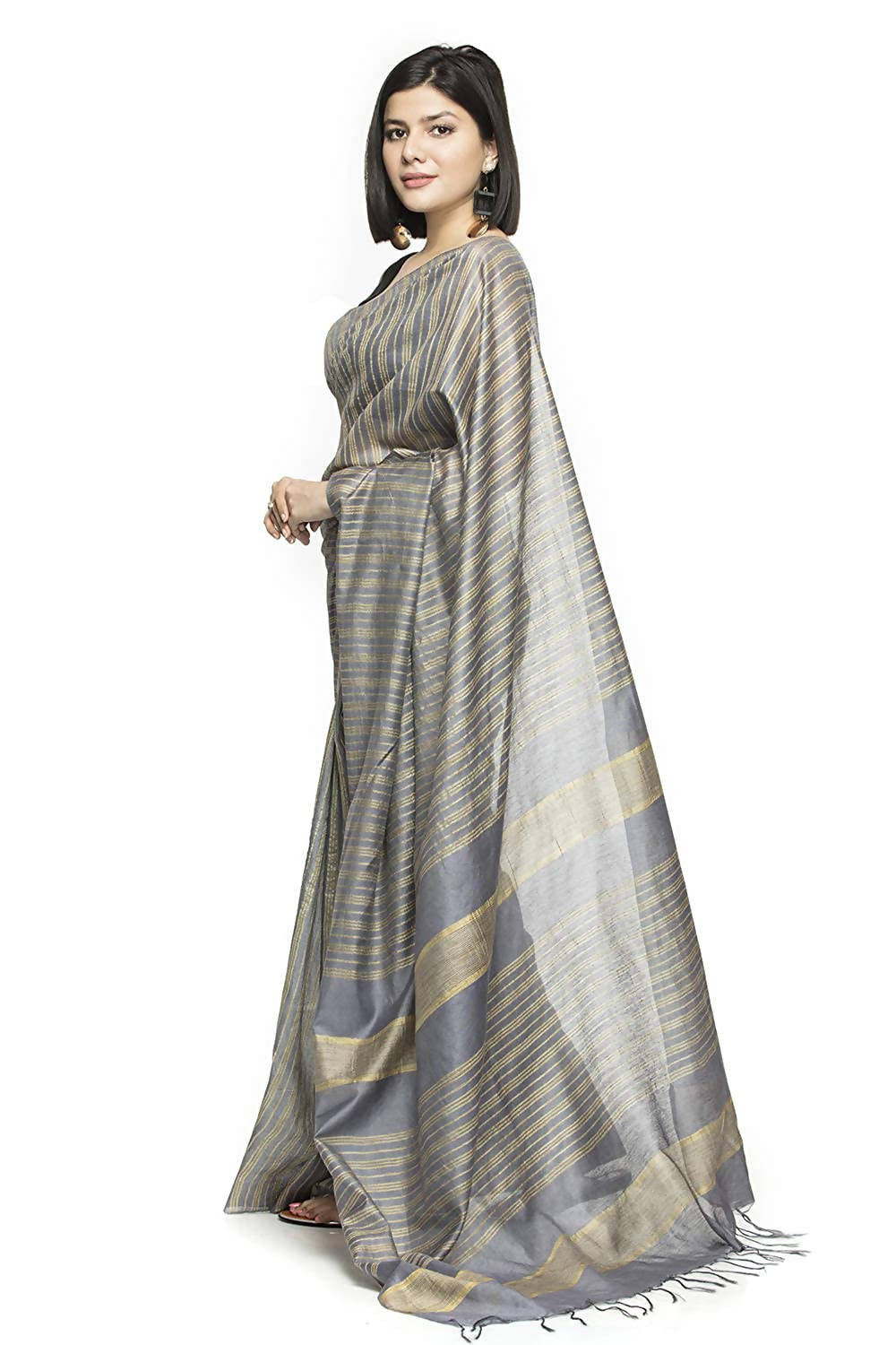 Mominos Fashion Grey Color Bhagalpuri Saree | Grab2Buy