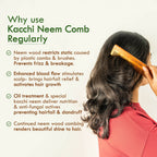 Nat Habit Kacchi Neem Wooden Comb - Soaked In 13 Herbs, Neem & Sesame Oil For Multi-Actions