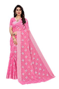 Vamika Light Pink Linen Jari Border Saree | Grab2Buy
