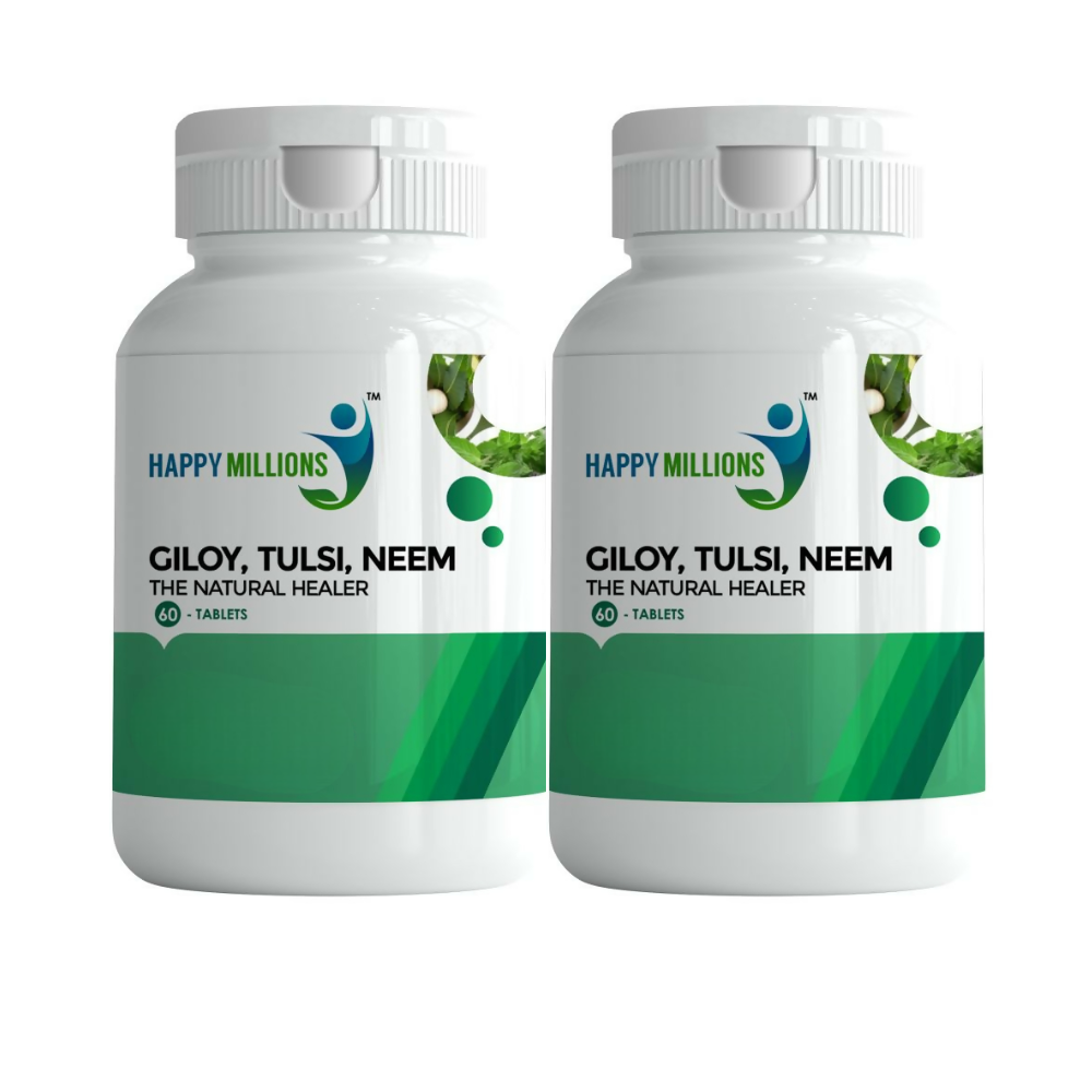 HappyMillions Giloy Tulsi Neem Tablets | Traditional Ayurvedic Herbal Blend