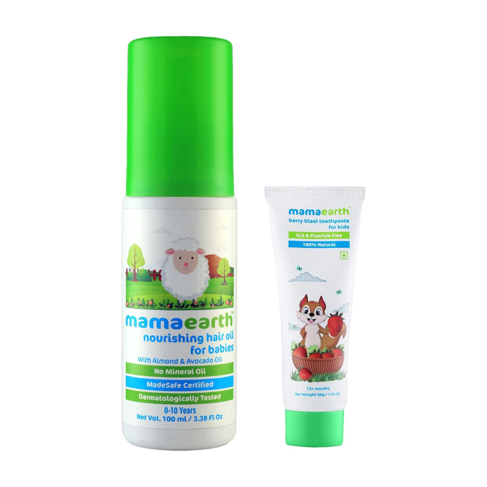 Mamaearth Toothpaste + Hair Oil For Kids Combo Pack | Grab2Buy