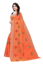 Vamika Chanderi Cotton Embroidery Orange Saree (Dixa Orange) | Grab2Buy