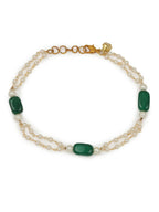 Gold-Polished White Green Pearl Beaded Anklets - Ruby Raang | Grab2Buy