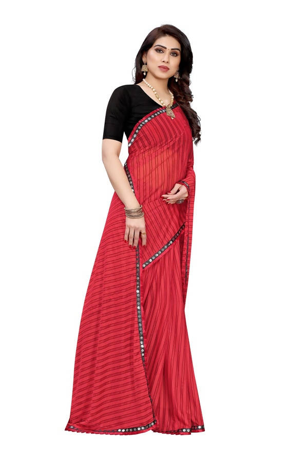 Vamika Red Malai Silk Printed Saree (Zigzag Red) | Grab2Buy