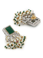 Diamond & Semi Precious Stone Green Earrings- Ruby Raang | Grab2Buy