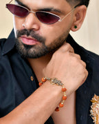 VOJ Gold-Polished Rudraksh Mahakal Bracelet