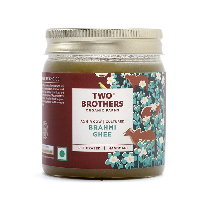 Two Brothers Organic Farms Brahmi Ghee | A2 Gir Cow Ghee (Brahmi) | Cultured Cow Desi Ghee | Curd-Churned Bilona Ghee | Pure, Natural, And Healthy | Grab2Buy