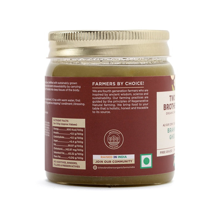 Two Brothers Organic Farms Brahmi Ghee | A2 Gir Cow Ghee (Brahmi) | Cultured Cow Desi Ghee | Curd-Churned Bilona Ghee | Pure, Natural, And Healthy | Grab2Buy