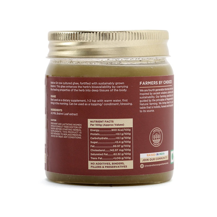 Two Brothers Organic Farms Brahmi Ghee | A2 Gir Cow Ghee (Brahmi) | Cultured Cow Desi Ghee | Curd-Churned Bilona Ghee | Pure, Natural, And Healthy | Grab2Buy
