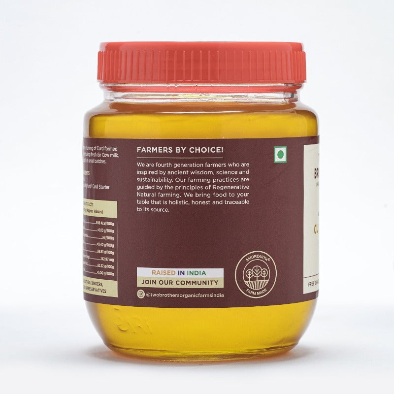 Two Brothers Organic Farms A2 Gir Cow Cultured Ghee | Cultured Cow Desi Ghee | Curd-Churned Bilona Ghee | Pure, Natural, and Healthy | Swadesiicart