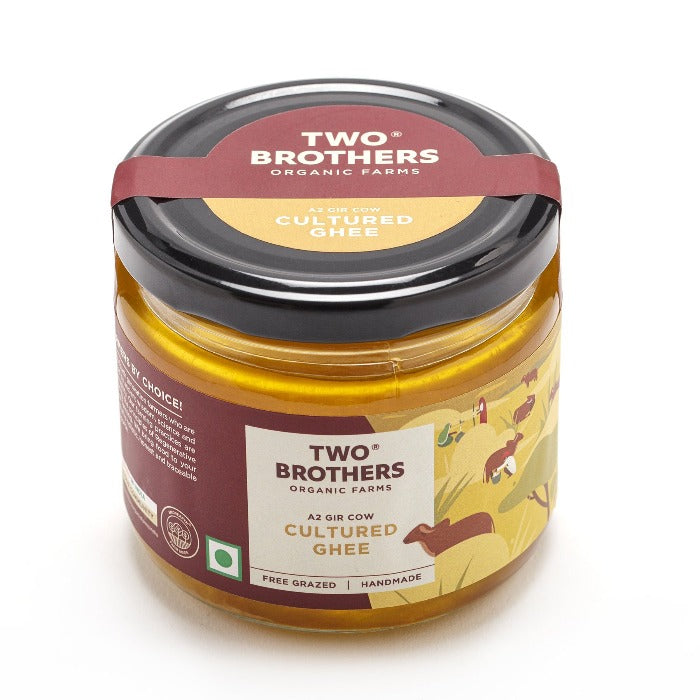 Two Brothers Organic Farms A2 Gir Cow Cultured Ghee | Cultured Cow Desi Ghee | Curd-Churned Bilona Ghee | Pure, Natural, and Healthy | Swadesiicart