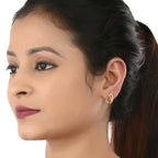AanyaCentric Gold-Polished Mangalsutra with Pendant, 2 Pair Earrings | Grab2Buy