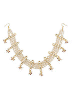 White Gold-Polished Kundan-Studded Beaded Matha Patti - Ruby Raang | Grab2Buy