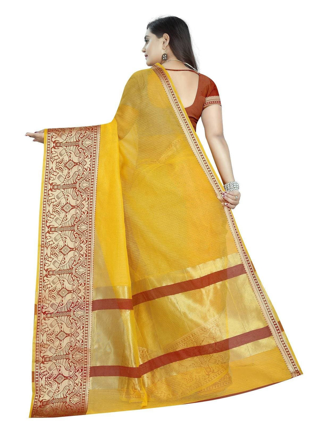 Vamika Banarasi Jaquard Yellow Weaving Saree | Grab2Buy