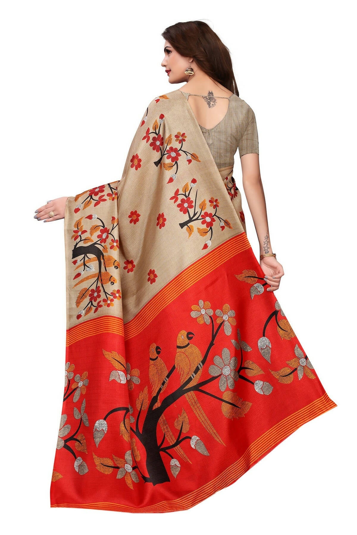Vamika Chiku Kalamkari With Jhalar Khadi Silk Saree | Grab2Buy