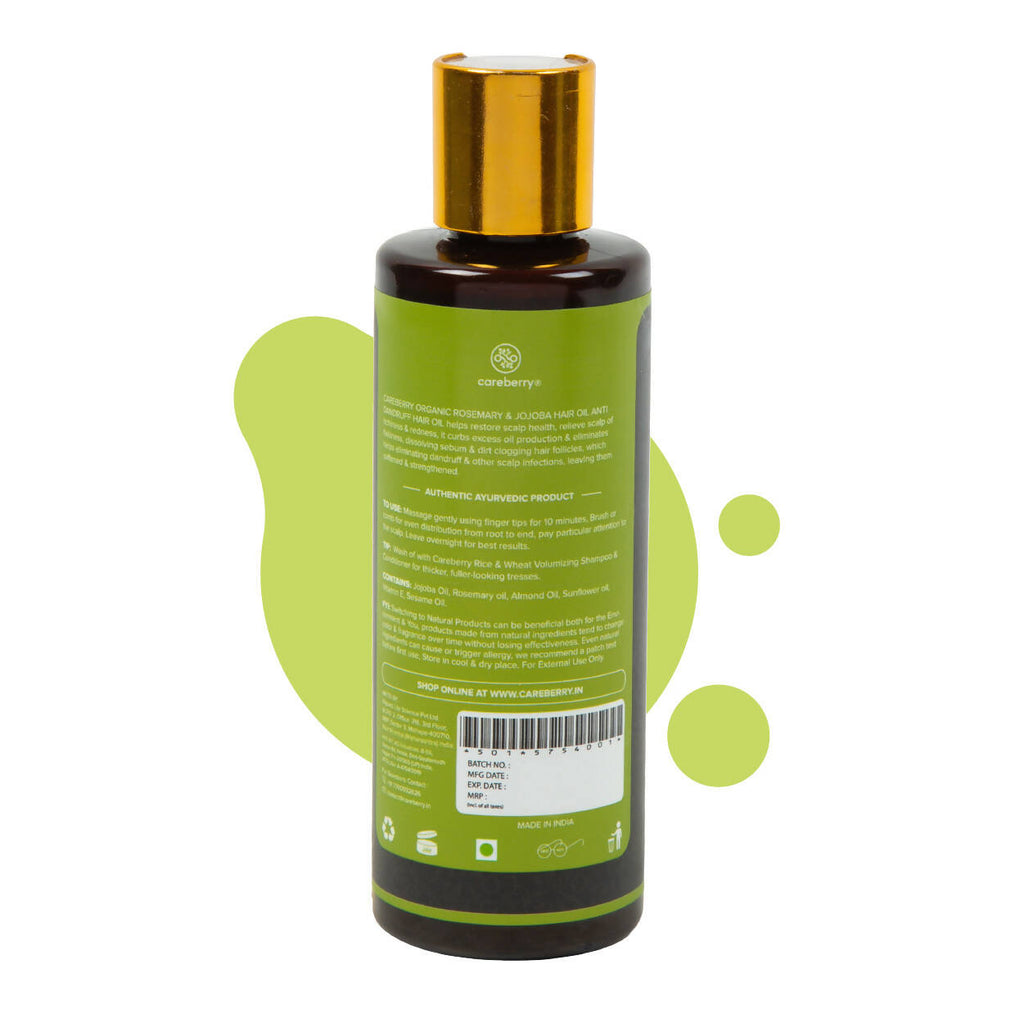 Careberry Organic Rosemary & Jojoba Anti Dandruff Hair Oil | Grab2Buy