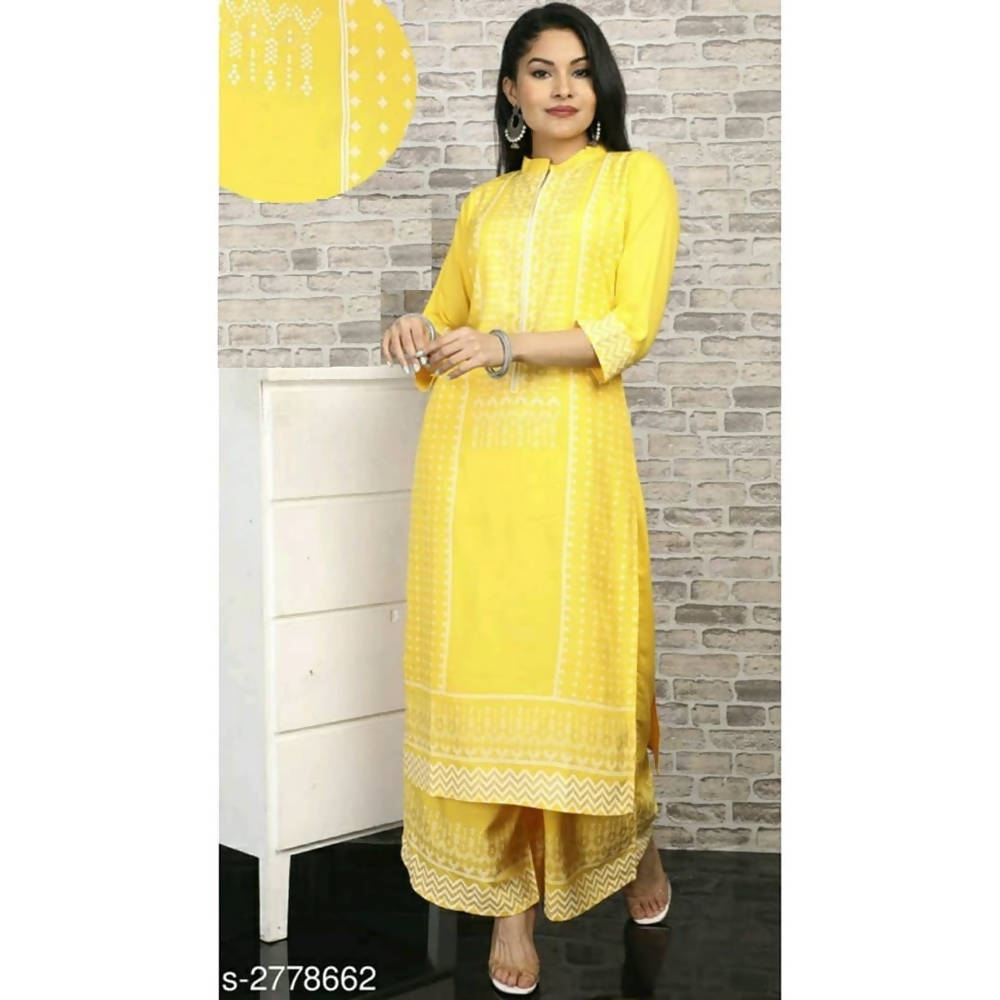 Vamika Yellow Embroidery Rayon Party And Casual Wear Kurta Set | Grab2Buy