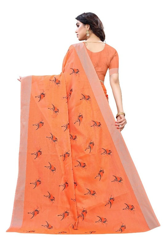 Vamika Orange Chanderi Designer Saree (SERIN ORANGE) | Grab2Buy