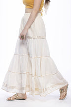 Mominos Fashion Cotton Off White Stripe With Gota Sharara | Grab2Buy