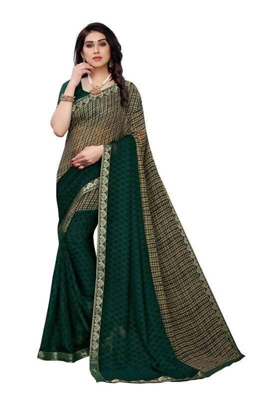 Vamika Green Georgette Lace Work Saree (Prachi Green) | Grab2Buy