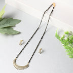 AanyaCentric Gold-Polished Mangalsutra with Pendant, 2 Pair Earrings | Grab2Buy