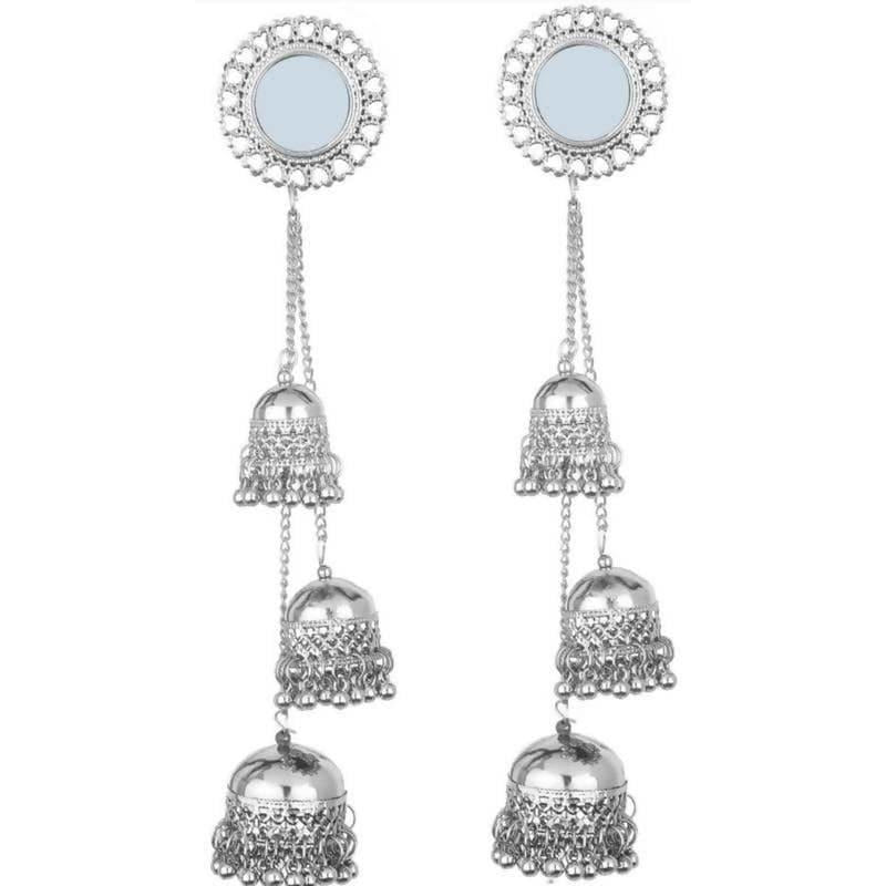 MS Fashion India Traditional Kashmiri Mirror Step By Step Hanging Jhumka Earrings | Grab2Buy