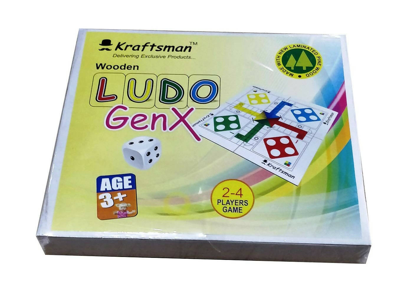 Kraftsman Wooden Portable Ludo Board Game for Kids and Adults (11?11 Inches) | Travel Pouch Included for Pawns and Dice | Grab2Buy