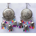 MS Fashion India Muskan Fancy Glass Pearl Silver Tone Chandbali Jhumka Round Earrings | Grab2Buy