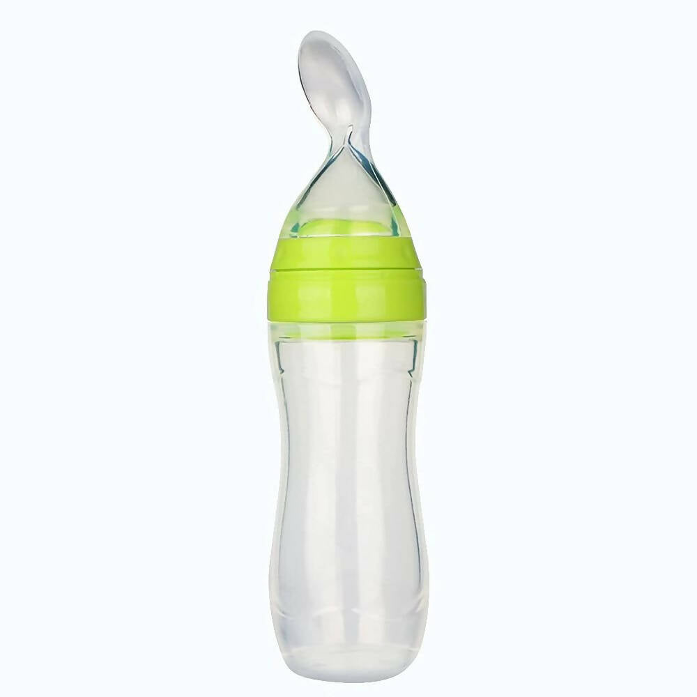 Safe-O-Kid Easy Squeezy Silicone Food Feeder Spoon (Soft Tip) Bottle- Green- 90mL | Grab2Buy
