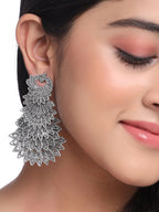 NVR Women Silver Toned Contemporary Drop Earrings | Grab2Buy