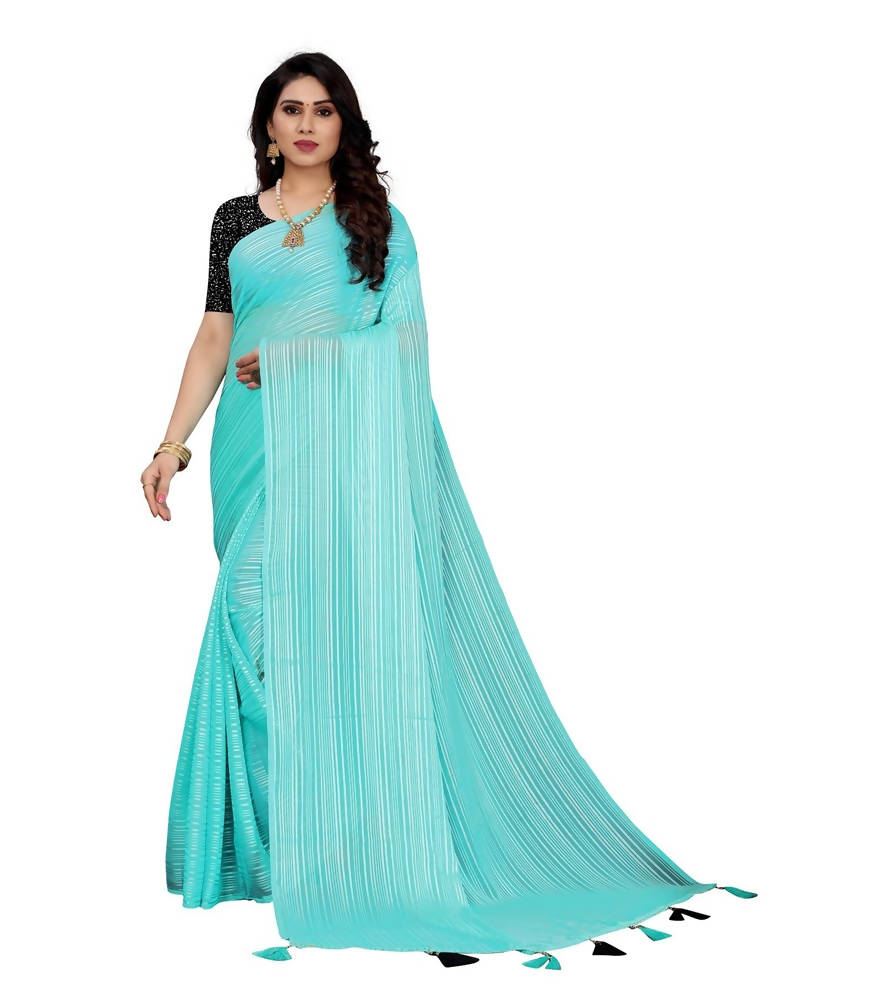 Vamika Sky Blue Georgette Seqence Saree (Riva Sky Blue) | Grab2Buy