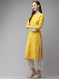 Yufta Women Mustard Yellow Ethnic Motifs Pure Cotton Kurta with Trouser & With Dupatta | Grab2Buy