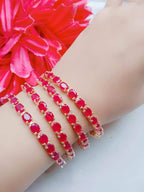 Gold-Polished Alloy Ruby Ad 4 Bangles Set - The Pari | Grab2Buy