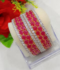 Gold-Polished Alloy Designer Ruby Combo Of Ad Bangles - The Pari