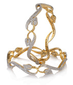 Gold-Polished Alloy Designer American Diamond Bangle Set - The Pari