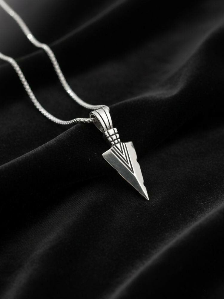 NVR Men's Arrow Shaped Silver Plated Pendant with Chain | Grab2Buy