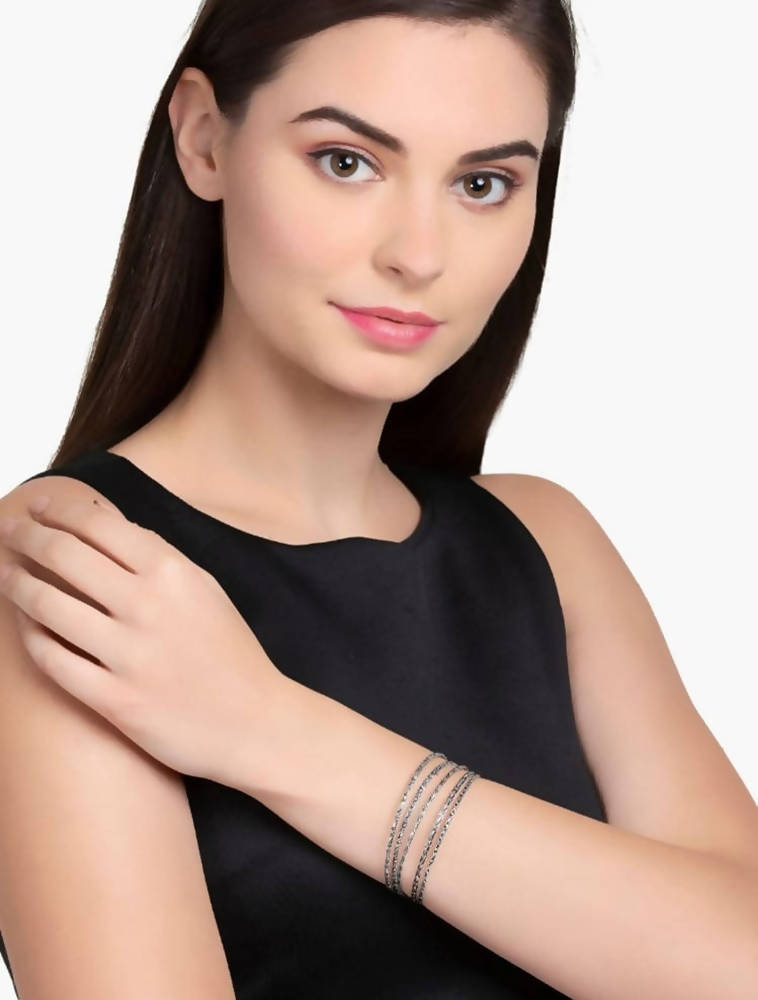 Mominos Fashion Trendy Oxidised Silver Plated Bangles | Grab2Buy