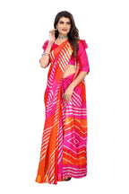 Vamika Pink and Orange Linen Satin Border Saree | Grab2Buy