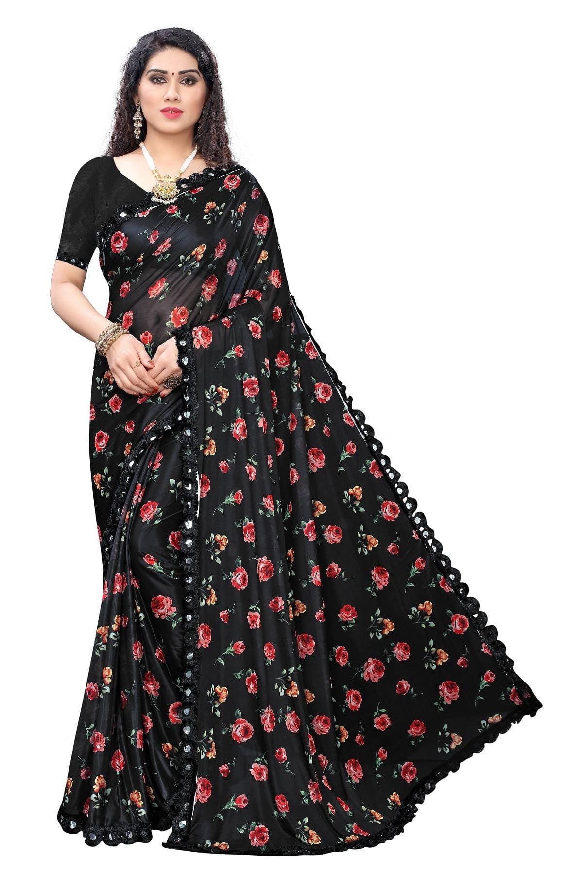 Vamika Black Lycra Printed Latest Saree | Grab2Buy